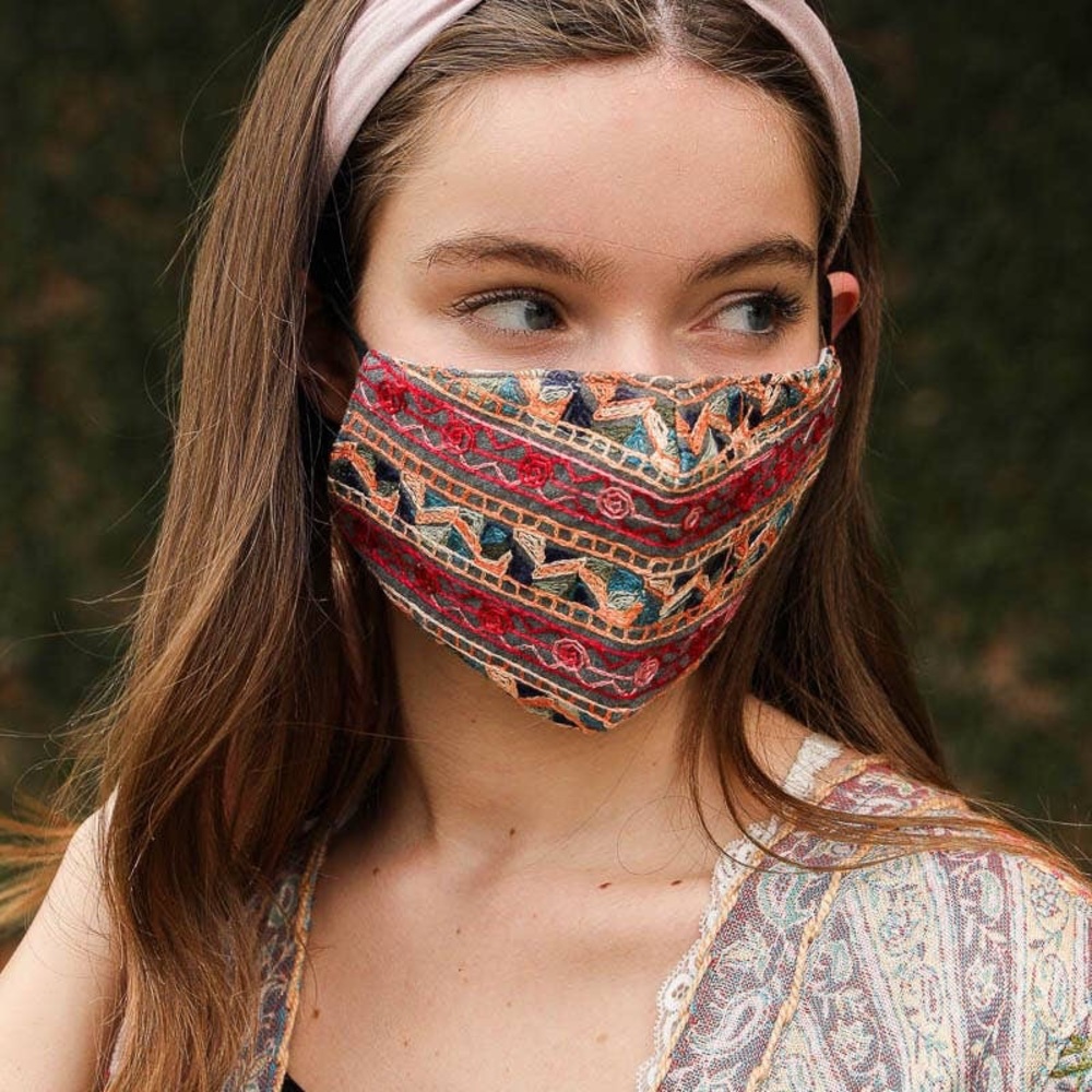 Abstract Pattern Embroidered Face Mask - Picture 3 of 6